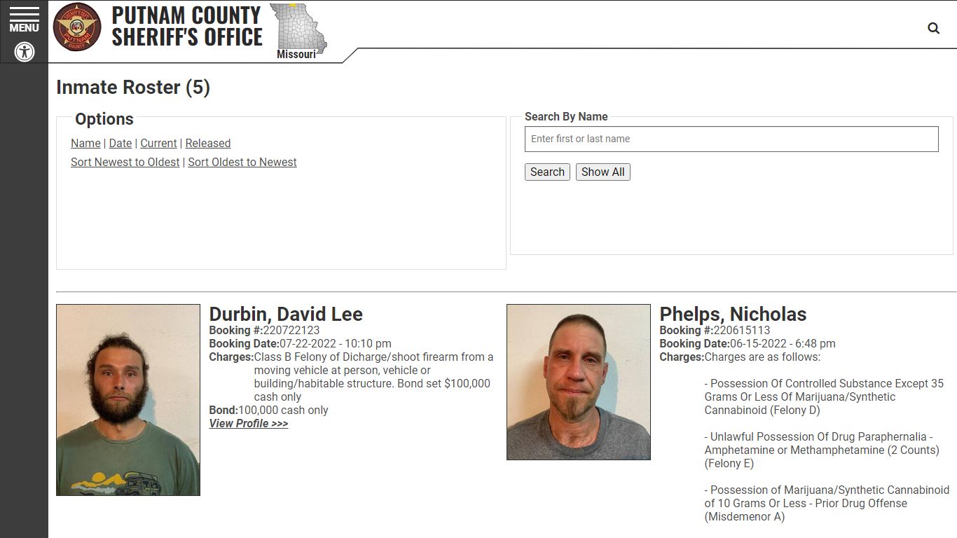 Inmate Roster - Putnam County MO Sheriff's Office